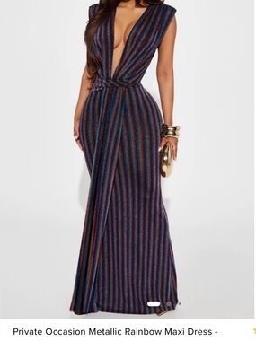 Private Occasion Metallic Rainbow Maxi Dress -
